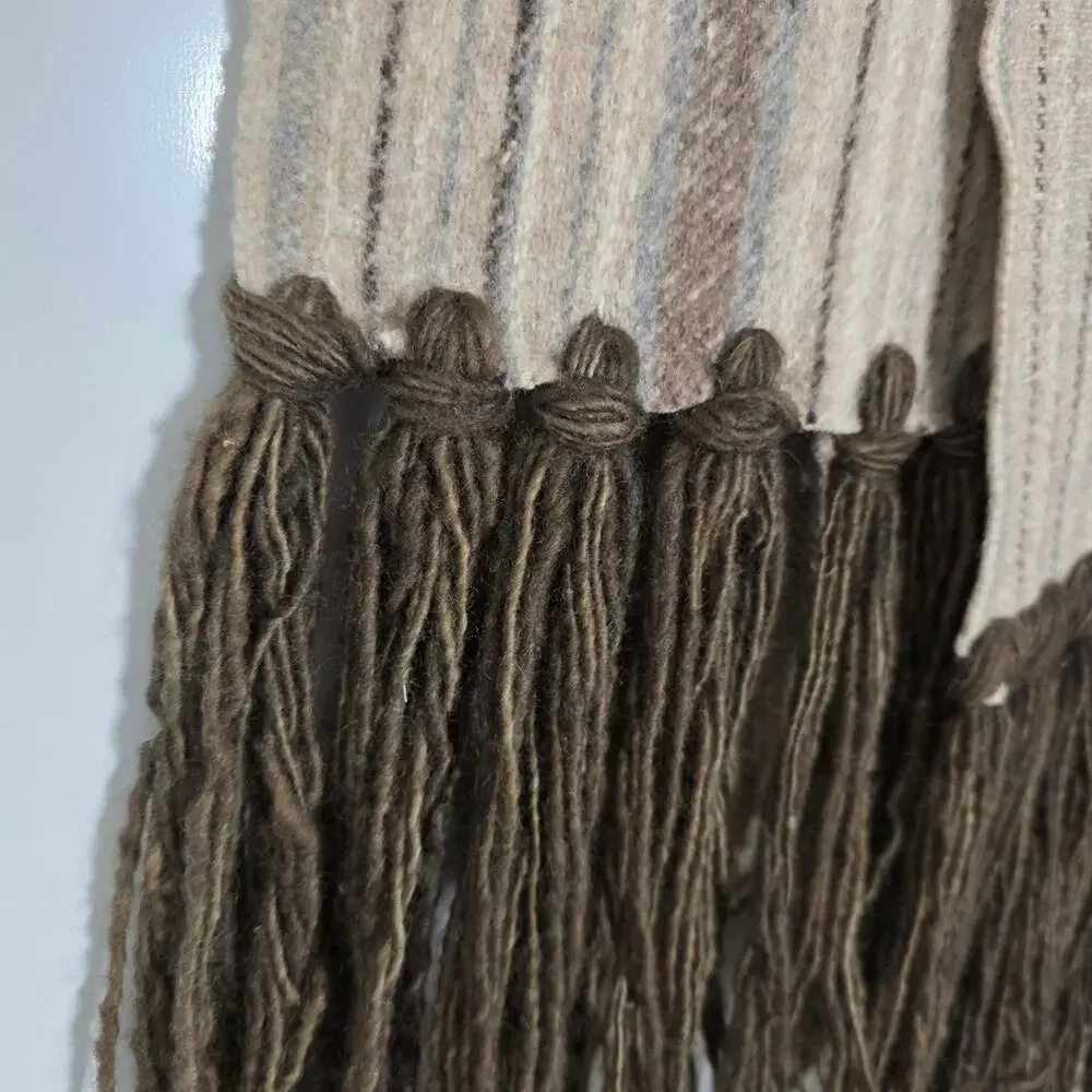 Super Long Wool striped yard fringed sweater scarf in great condition 76